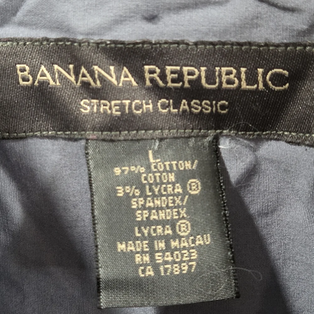 Banana Republic Men Coastal Prep Sz L SS Cotton Stretch Button Down Blue Shirt